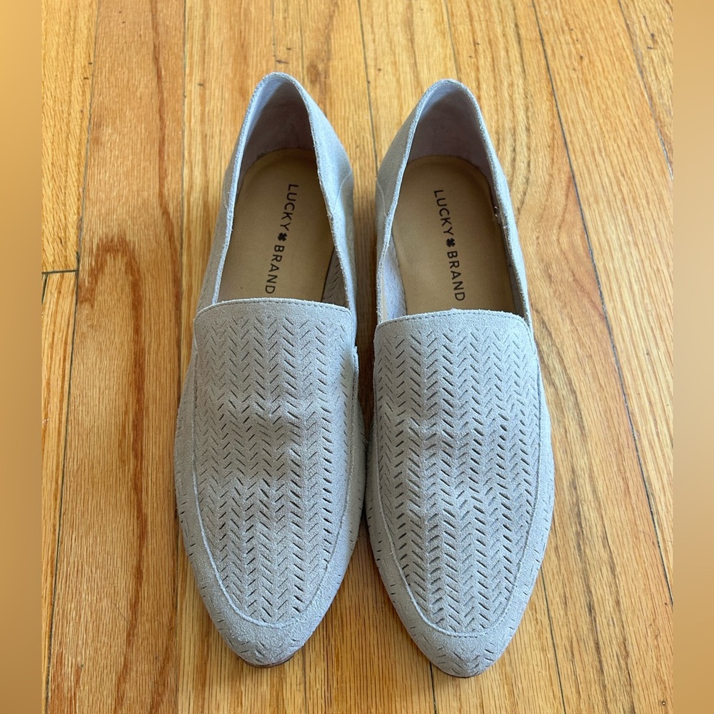 Lucky Brand Light Gray Suede Loafers